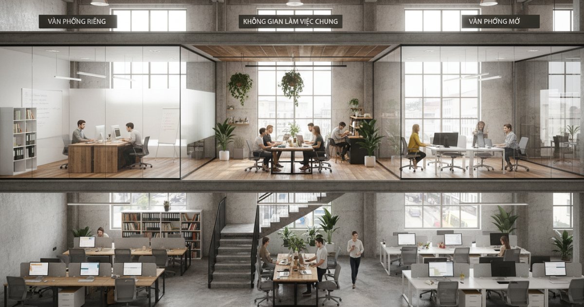Các loại hình văn phòng tầng 2 phổ biến