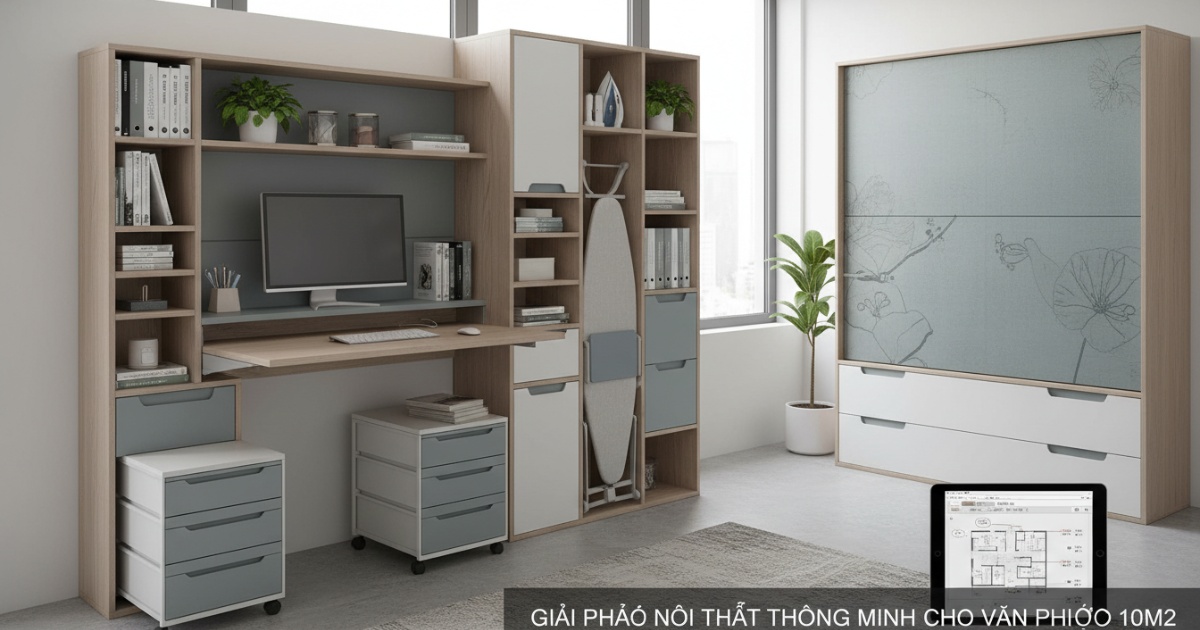 Giải pháp nội thất thông minh cho thiết kế văn phòng 10m2