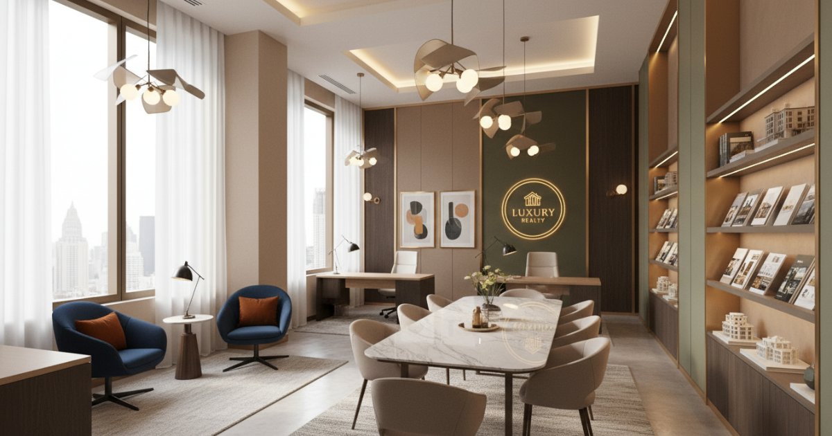 Lựa chọn màu sắc và ánh sáng cho văn phòng bất động sản