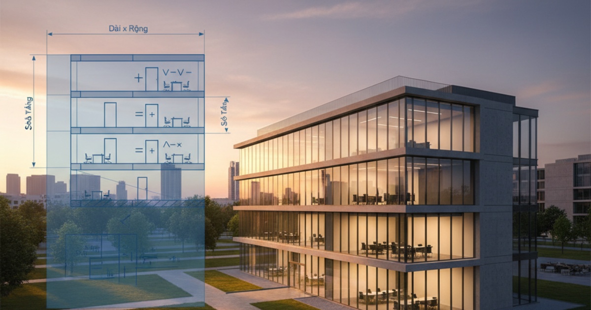 Cách tính diện tích nhà văn phòng 3 tầng tiêu chuẩn Cách tính diện tích nhà văn phòng 3 tầng tiêu chuẩn