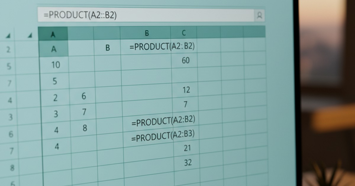Cách sử dụng hàm product để tính tích các giá trị trong Excel
